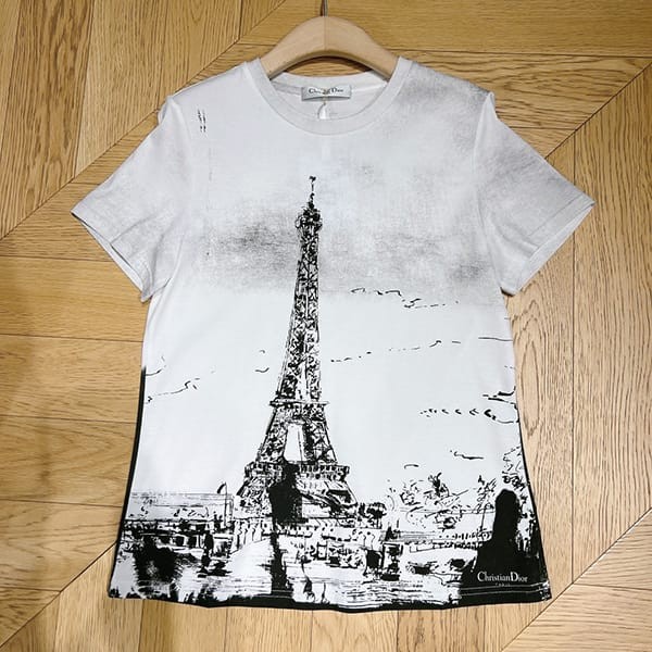稀少ディオール n級品 Paris コットン リネン Tシャツ エッフェル塔 deu78307